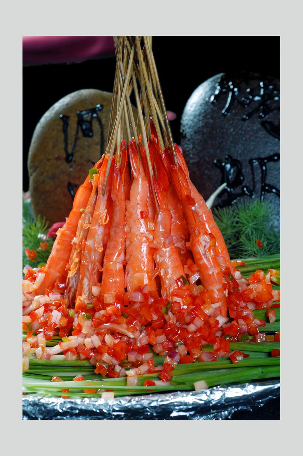 香辣美味食品大虾烧烤菜肴摄影图素材