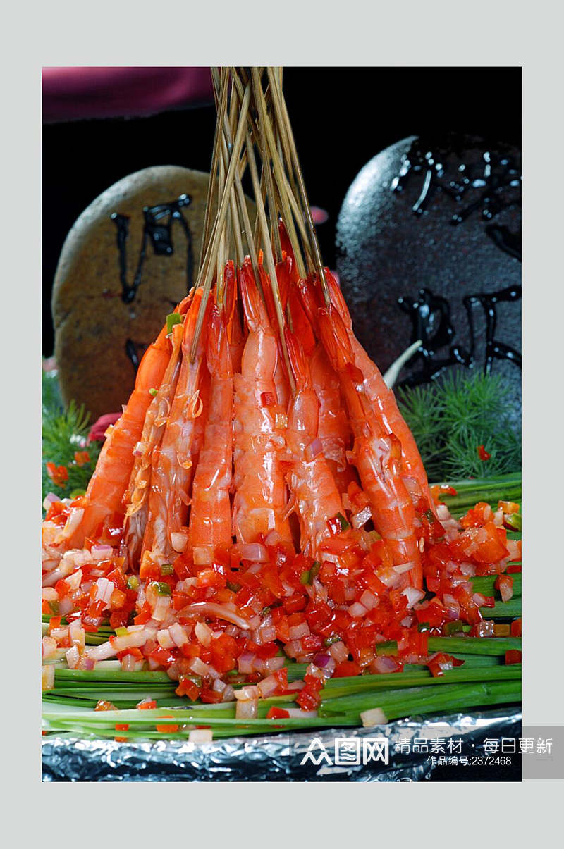 香辣美味食品大虾烧烤菜肴摄影图素材