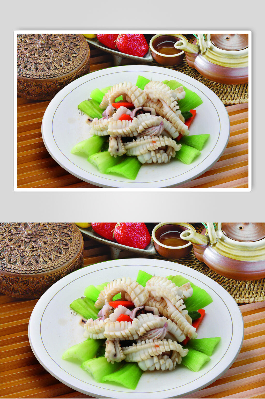 芹菜鱿鱼花美食淮扬菜摄影图素材