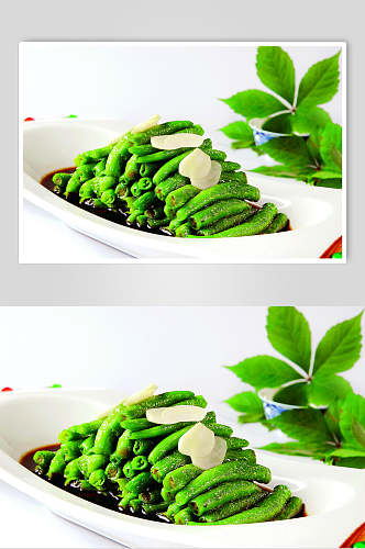 绿色长豆角美食淮扬菜摄影图实拍图片