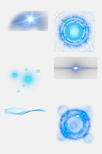 水彩蓝色科技免抠元素