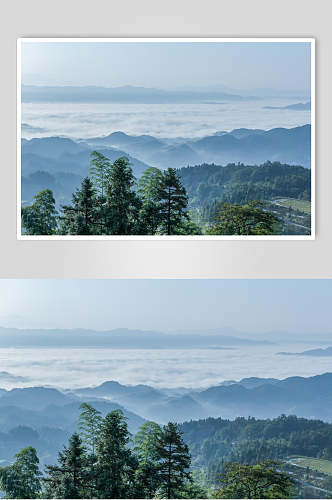 清新烟雾缭绕云海摄影图片