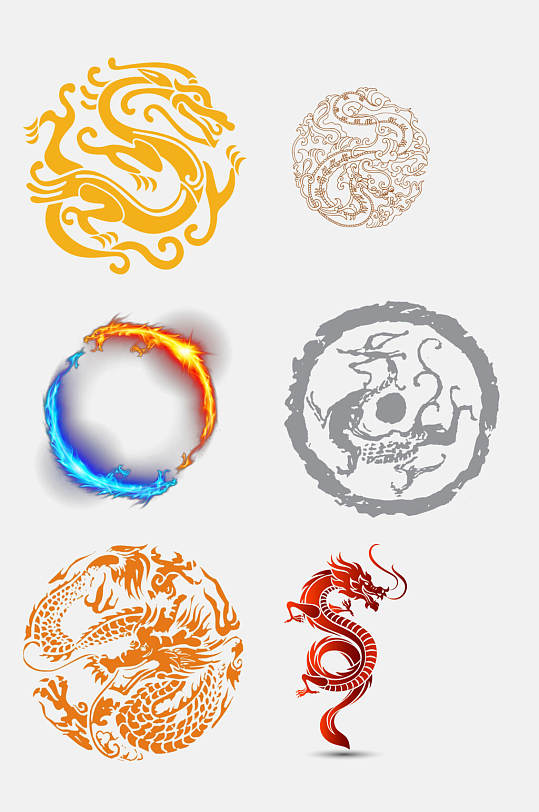 炫彩创意龙图案免抠素材