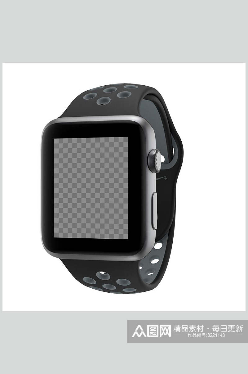 黑色三六零度苹果手表贴图样机素材