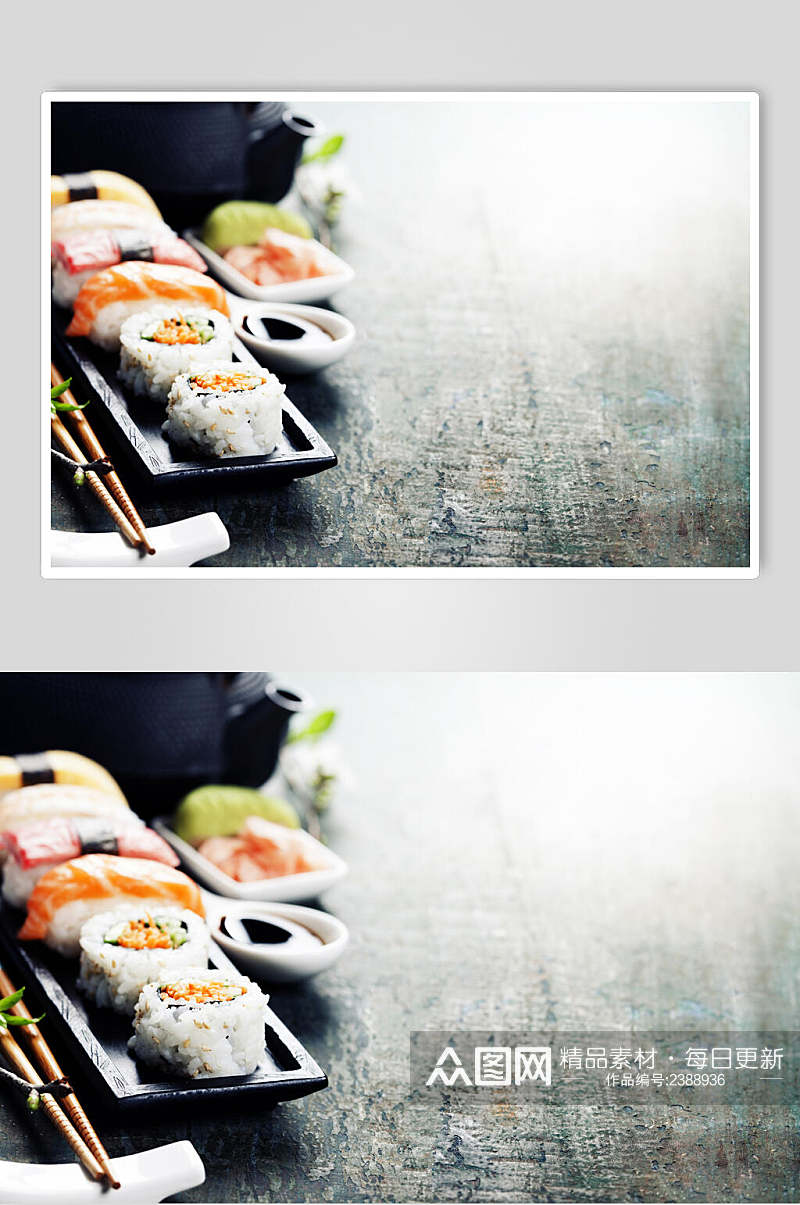灰色背景日海料理美食高清图片素材