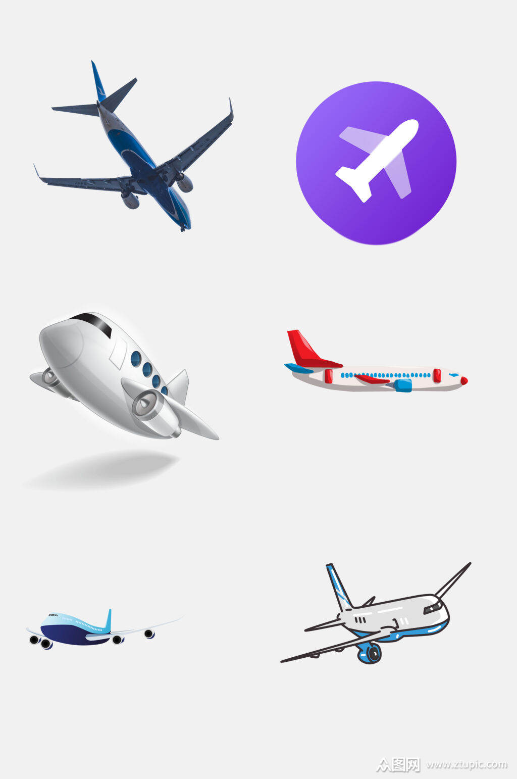 创意时尚飞机航空旅行免抠素材