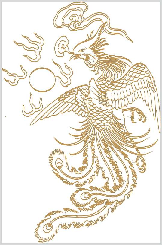 龙凤纹样素材画画漫画卡通