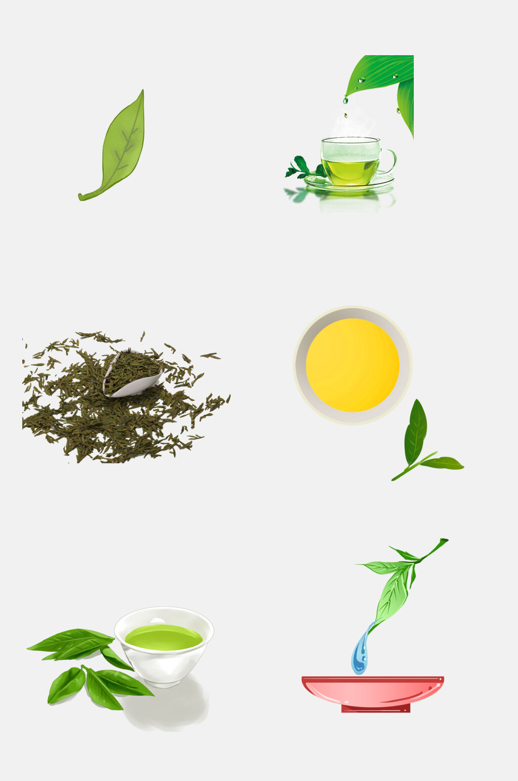 唯美茶叶新茶绿茶免抠素材素材