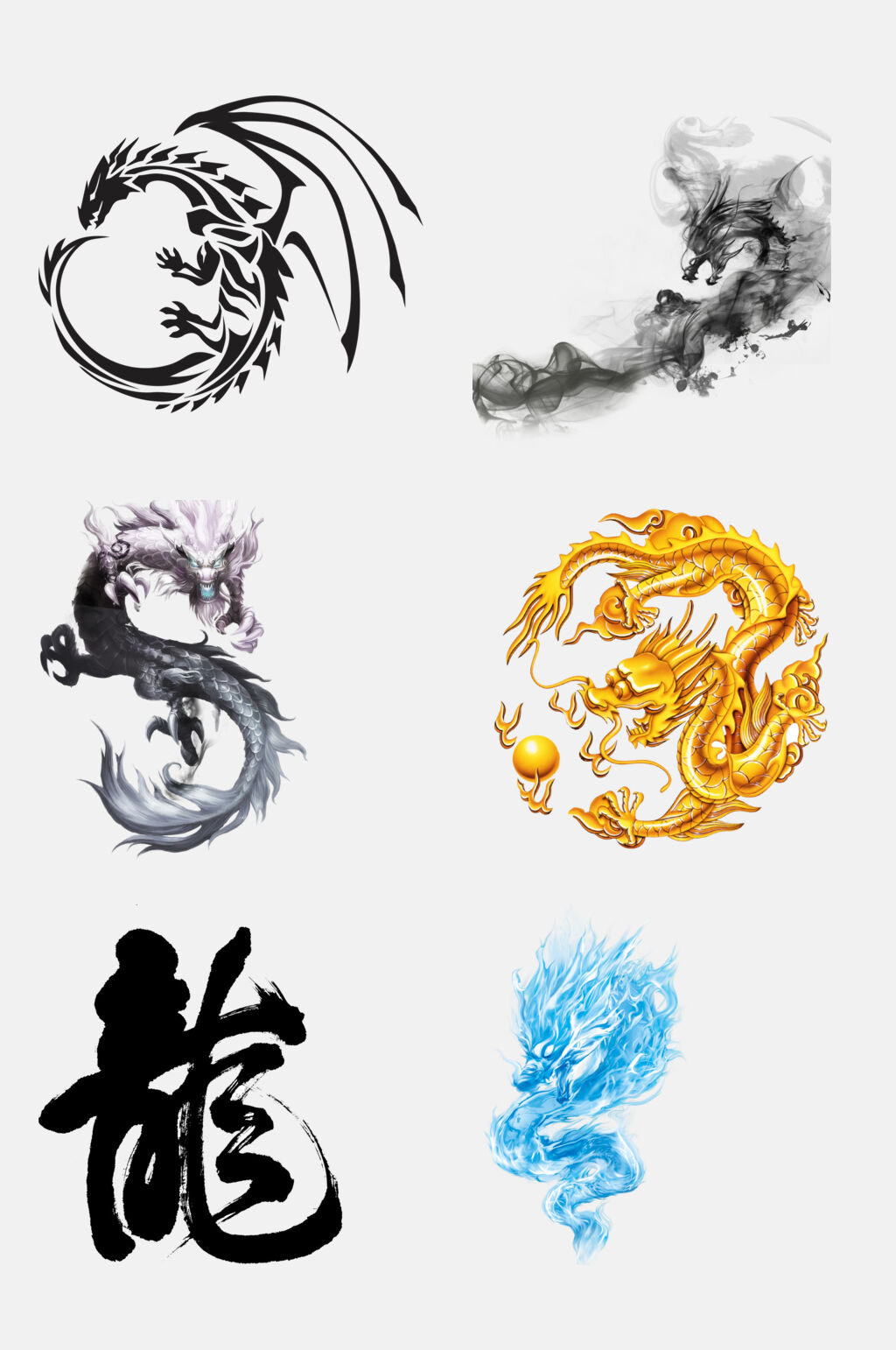 精致水墨风龙图案免抠素材