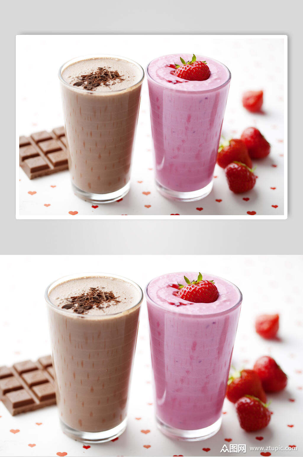 清新巧克力甜品水果奶昔摄影图素材