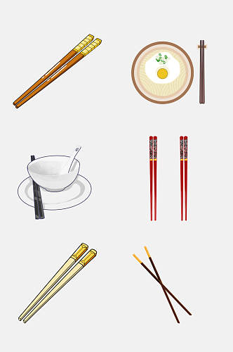 中式餐具筷子碗盘免抠素材