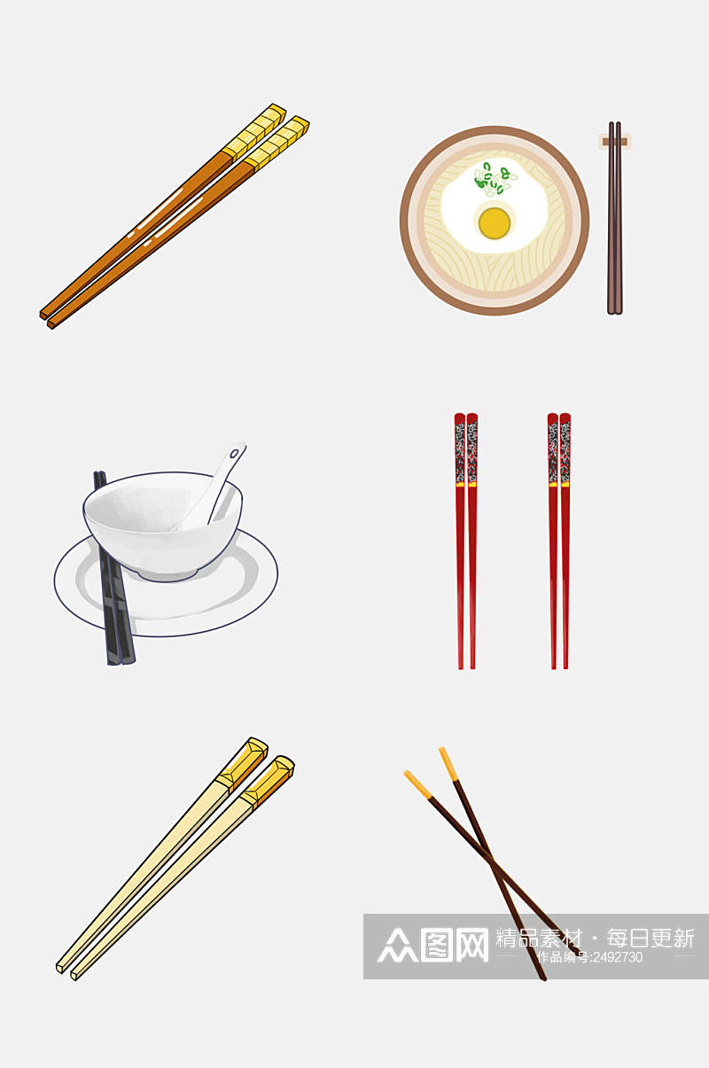 中式餐具筷子碗盘免抠素材素材