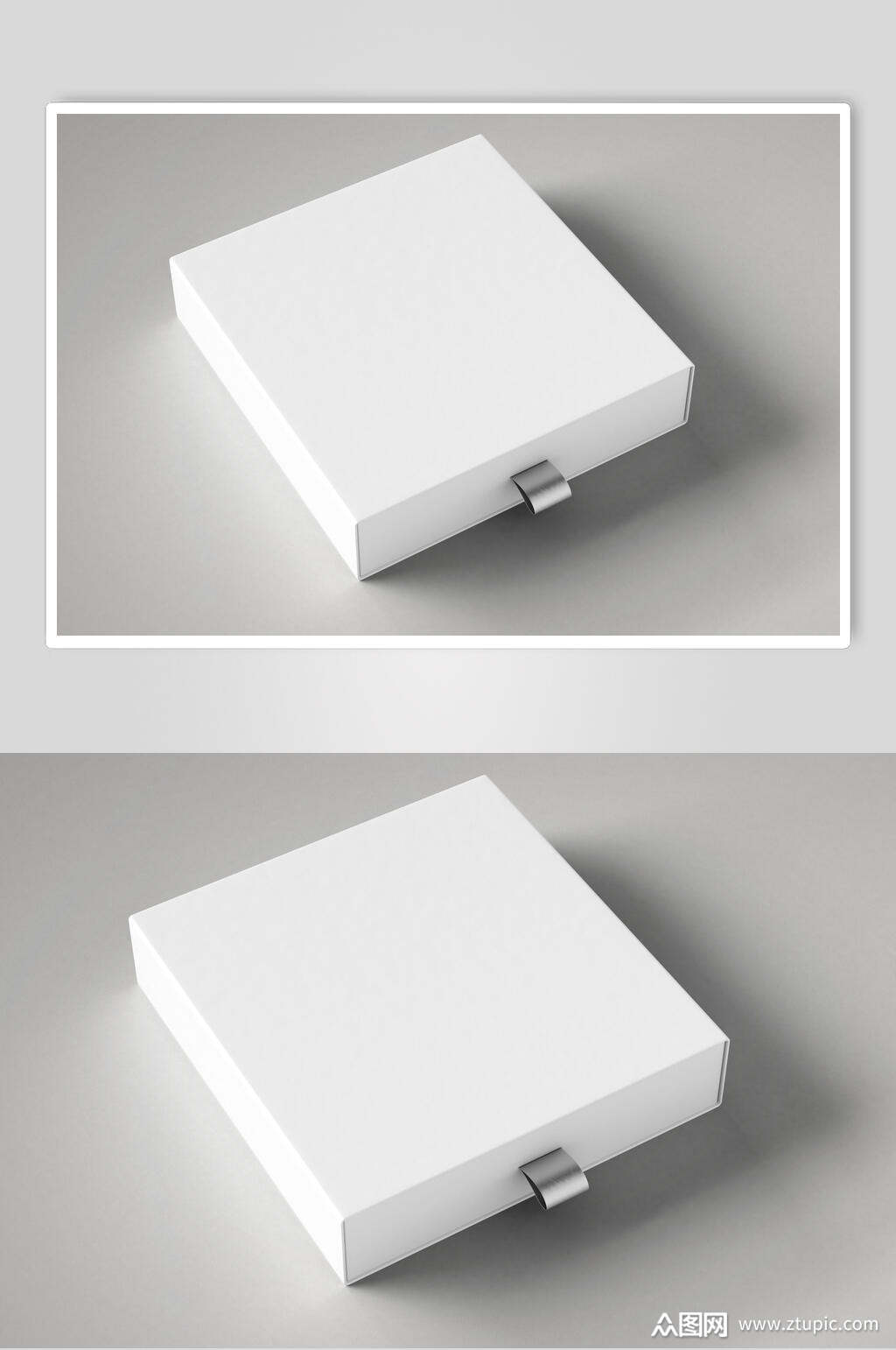 白色戒指项链扁形抽盒样机素材