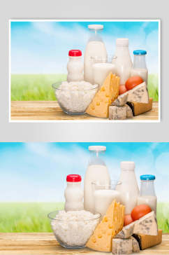 营养早餐纯白新鲜牛奶摄影图