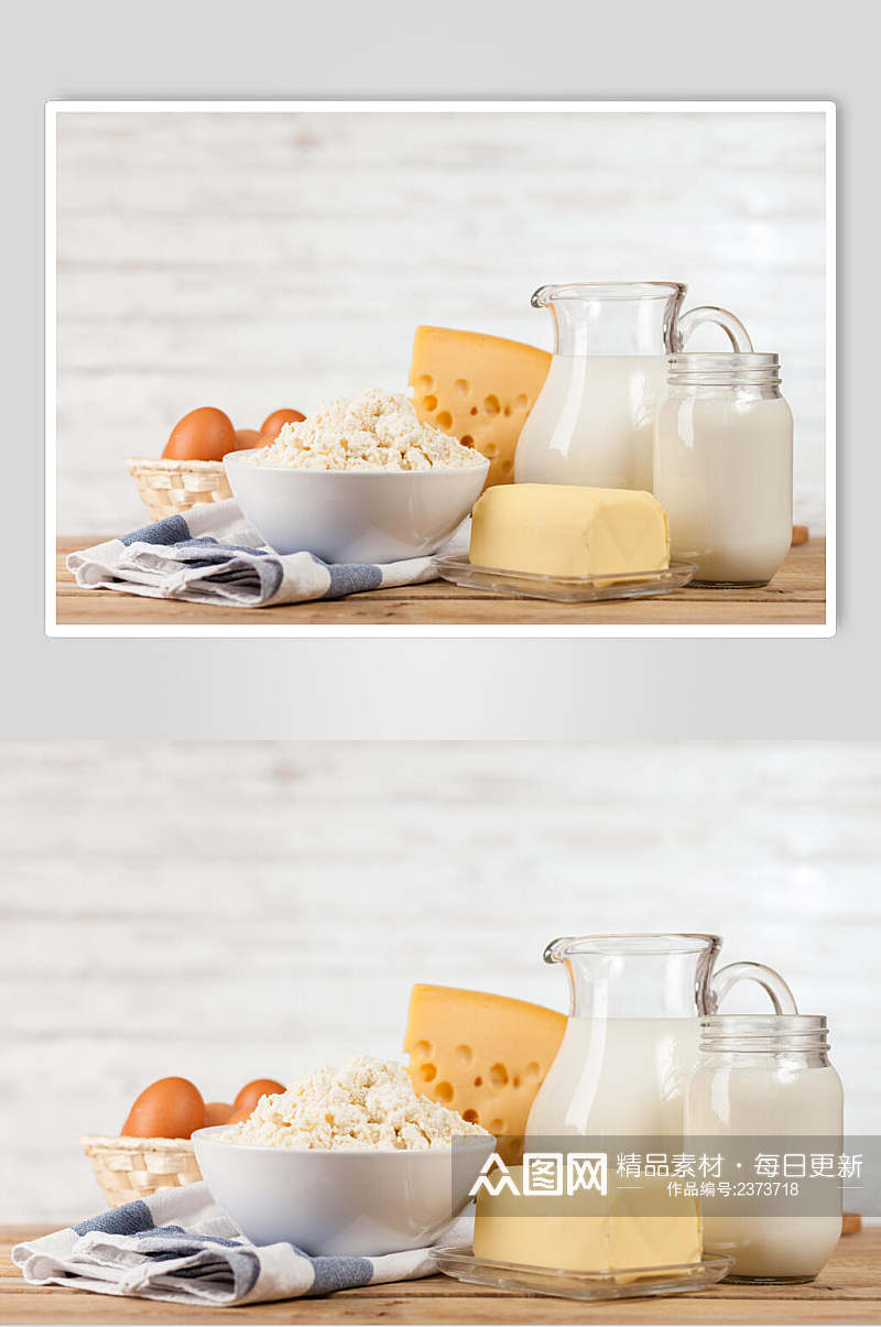 鸡蛋面包纯白新鲜牛奶摄影图素材