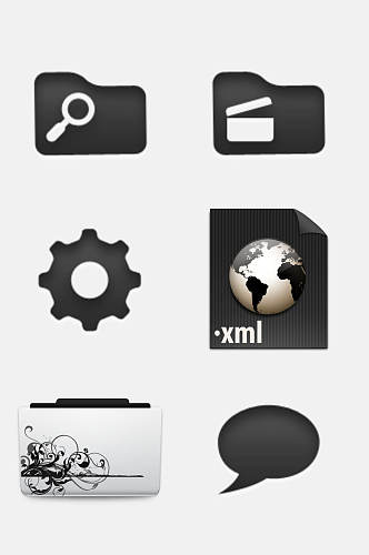 高端黑白套系图标免抠设计元素