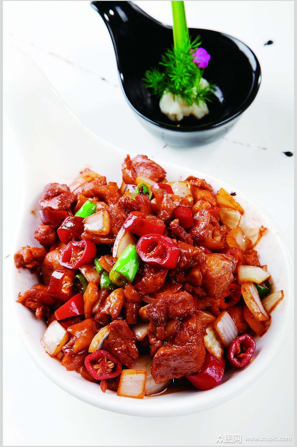 招牌香辣鸡美食淮扬菜摄影图