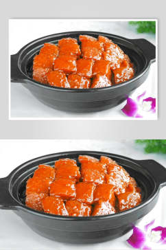 秘制砂锅美味红烧肉摄影图