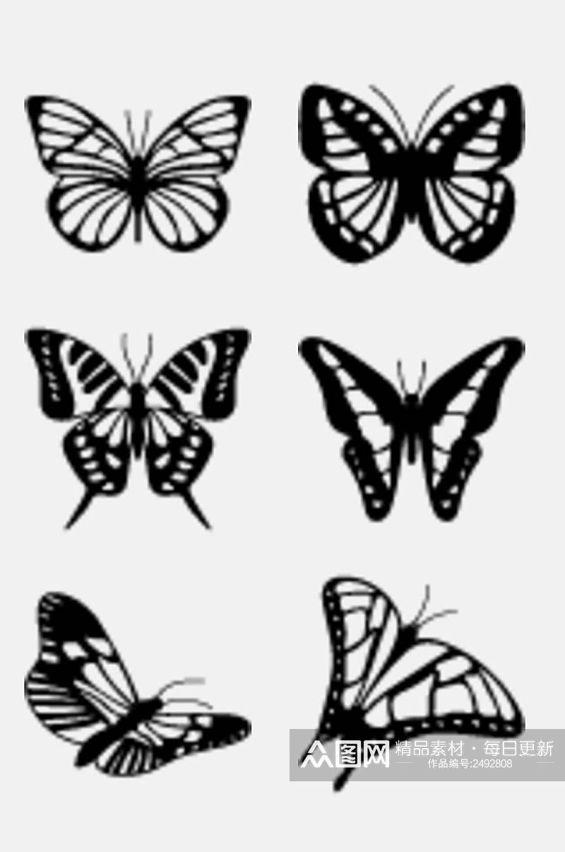 黑白蝴蝶免抠素材素材