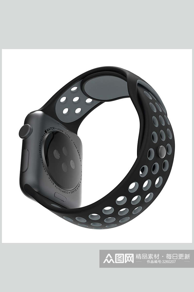 黑三六零度苹果手表贴图样机素材