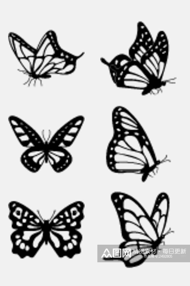 黑白昆虫蝴蝶免抠素材素材