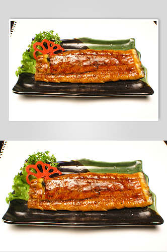 招牌美味鳗鱼烧烤菜肴摄影图