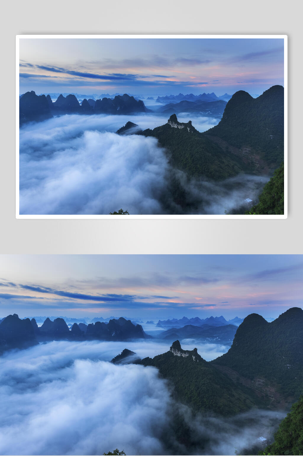 朝霞山峰云海摄影图片素材