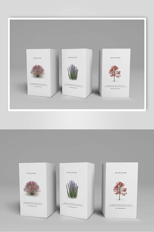 花草文创logo礼盒包装样机