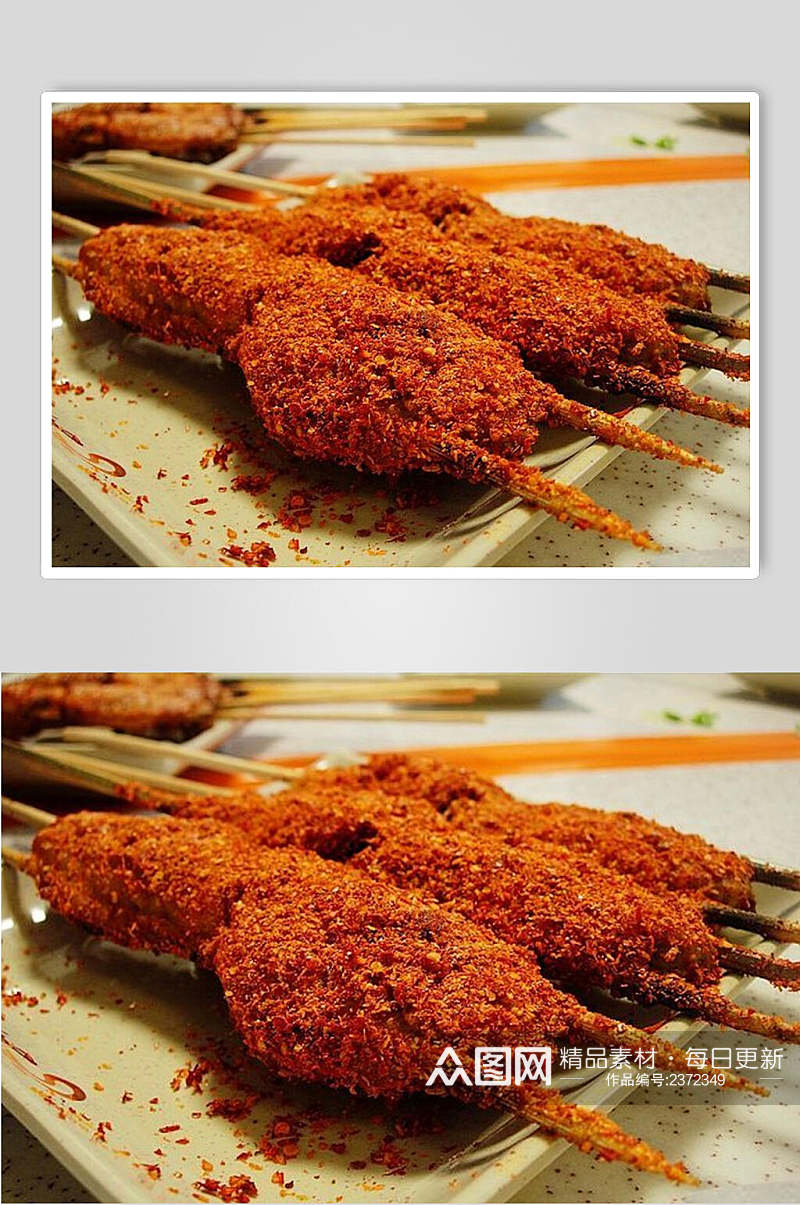香辣美味鸡翅烧烤菜肴摄影图素材