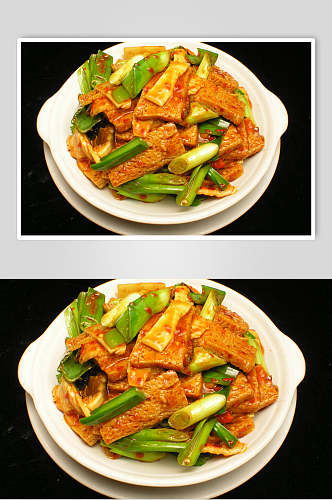 豆腐干烧烤菜肴摄影图