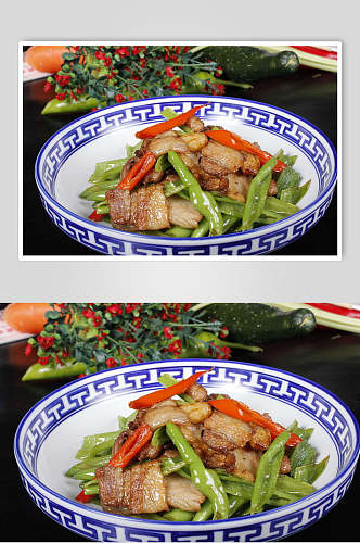 四季豆炒肉美食淮扬菜摄影图实拍图片