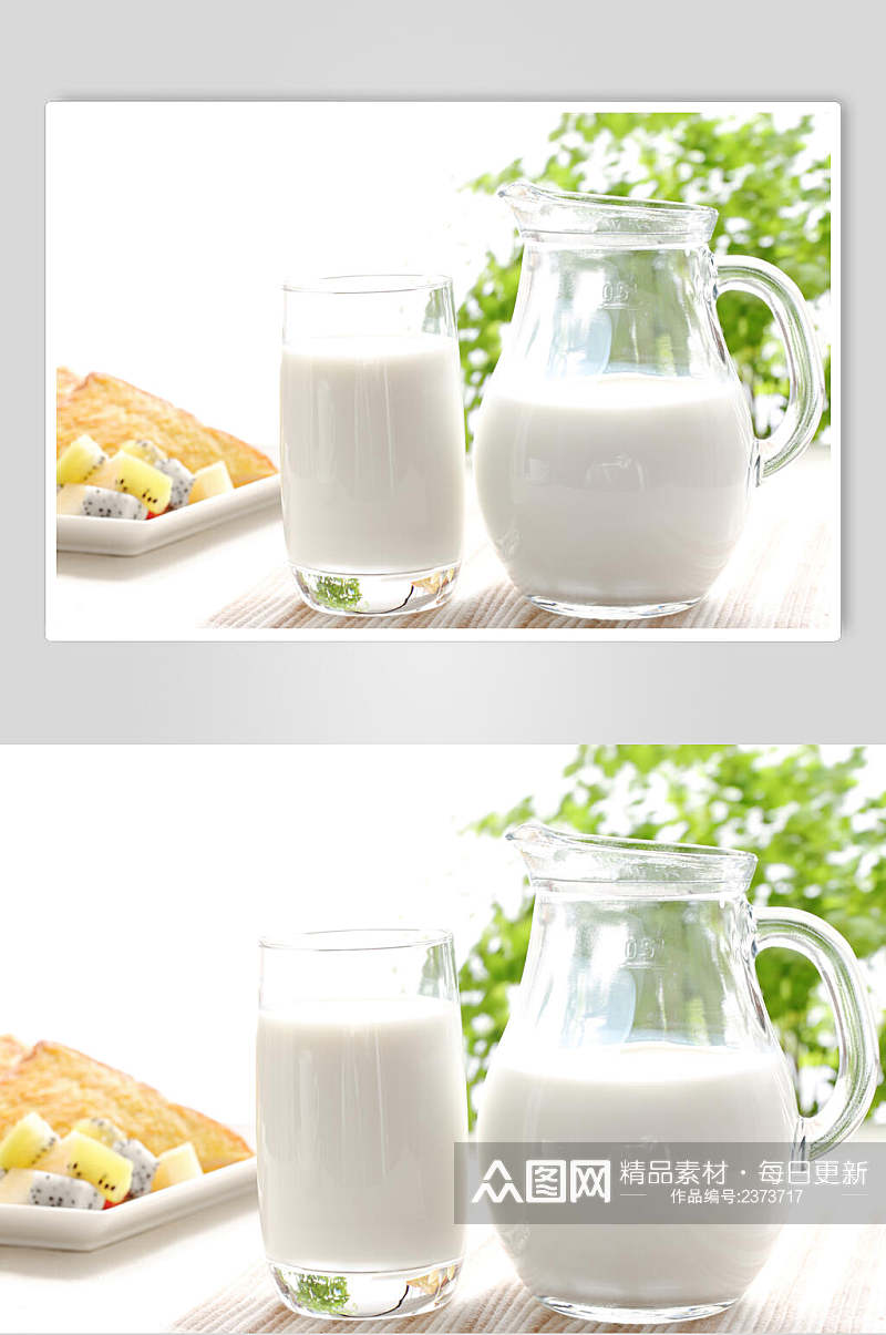 清新早餐纯白新鲜牛奶摄影图素材