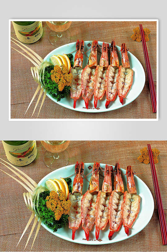 食物精品大虾烧烤菜肴摄影图