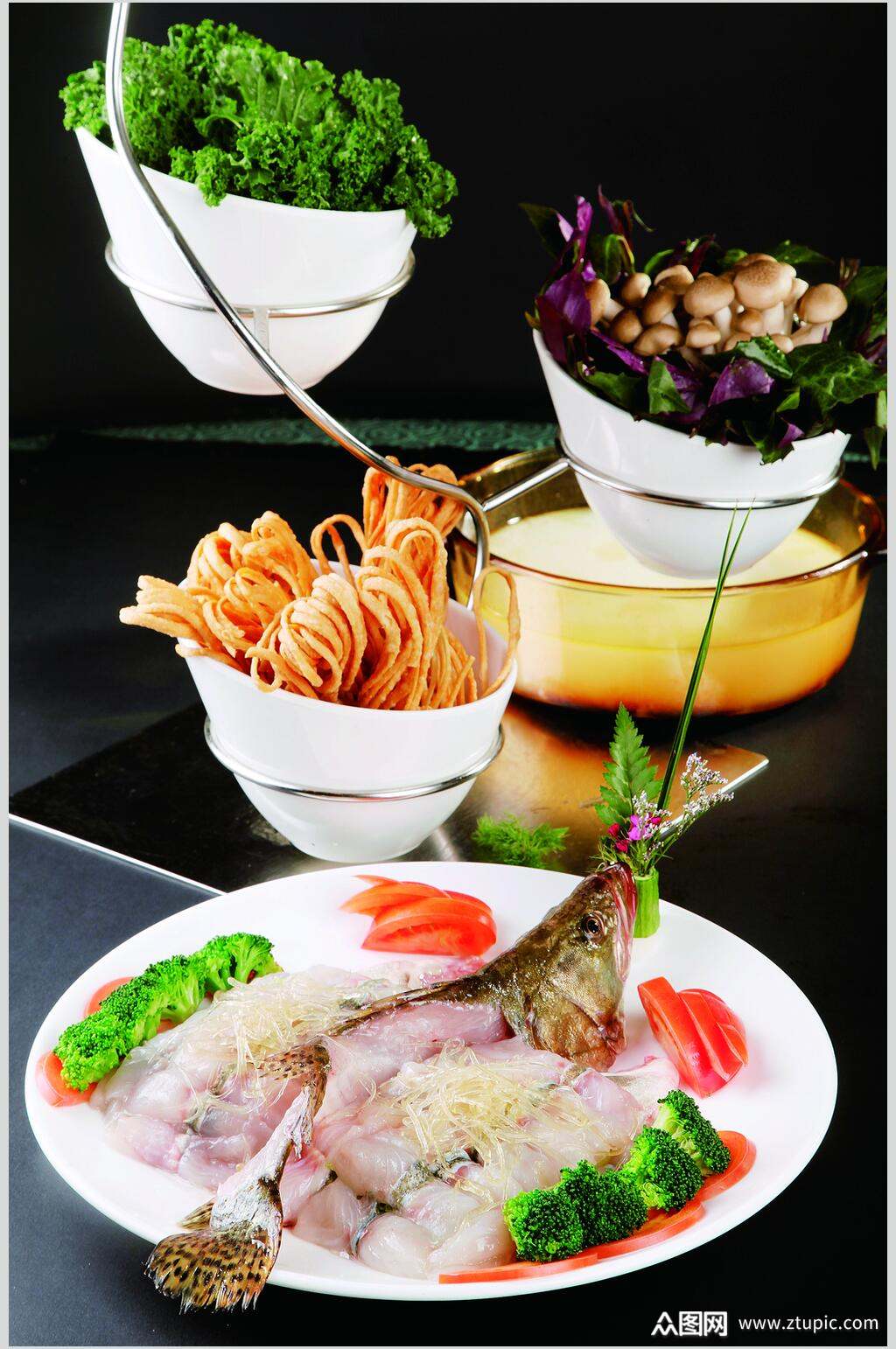 精致海鲜食物美食淮扬菜摄影图实拍图片