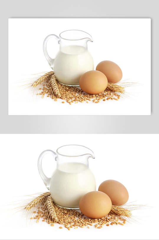 美味鸡蛋纯白新鲜牛奶摄影图