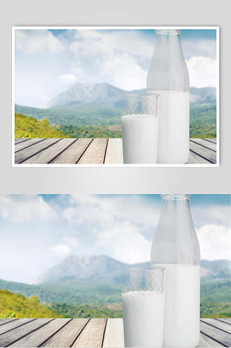 森系纯白新鲜牛奶摄影图