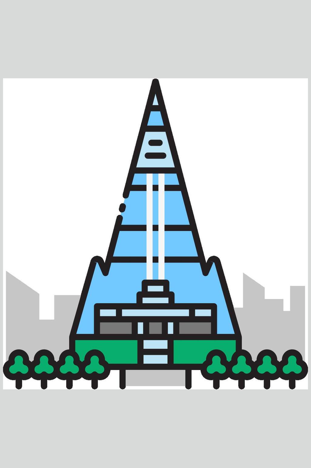 金字塔手绘地标城市建筑元素素材