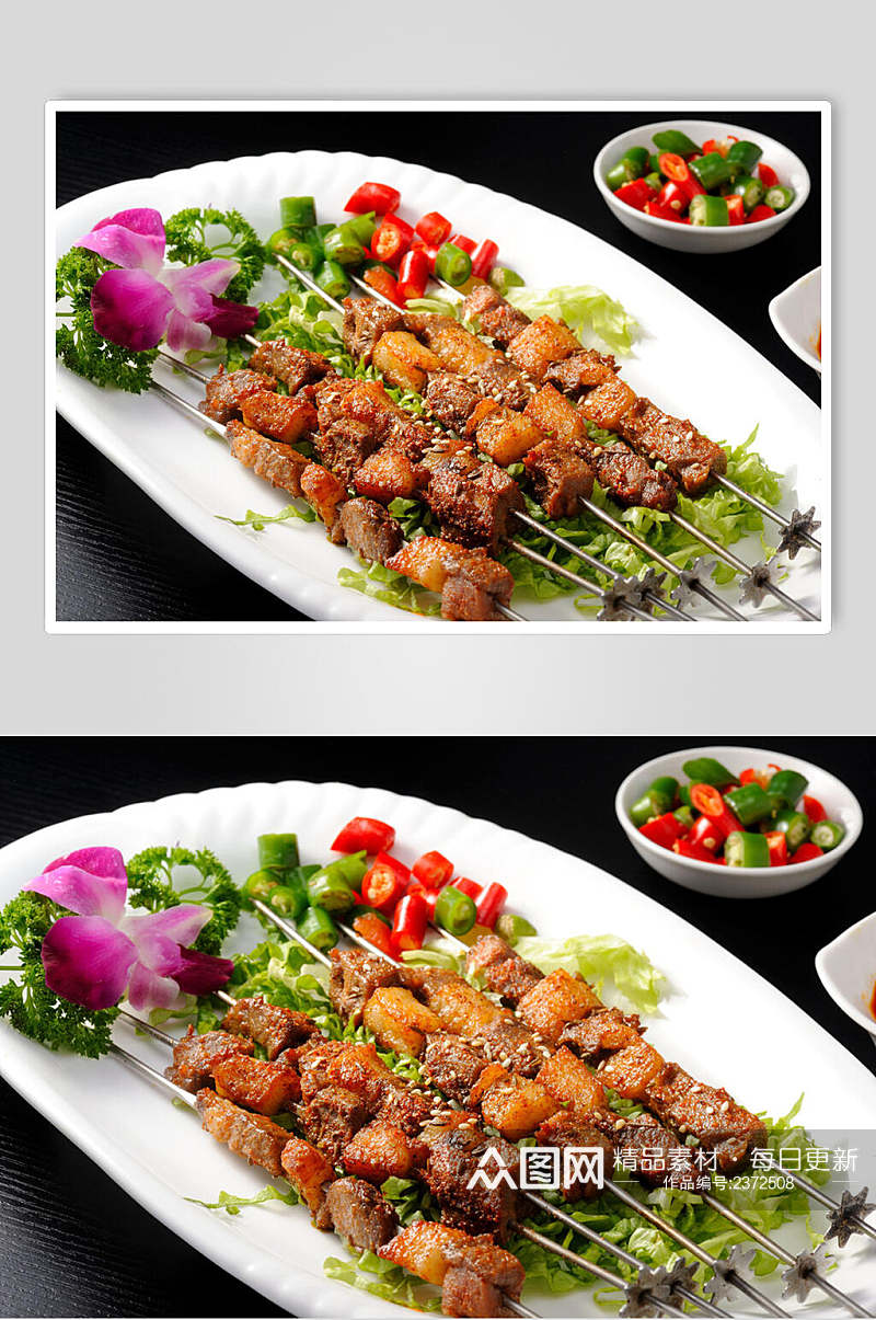 食品牛肉串烧烤菜肴摄影图素材