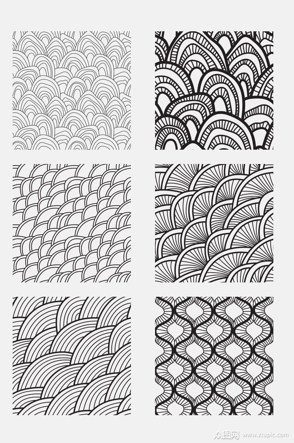 黑白素色花纹背景免抠元素