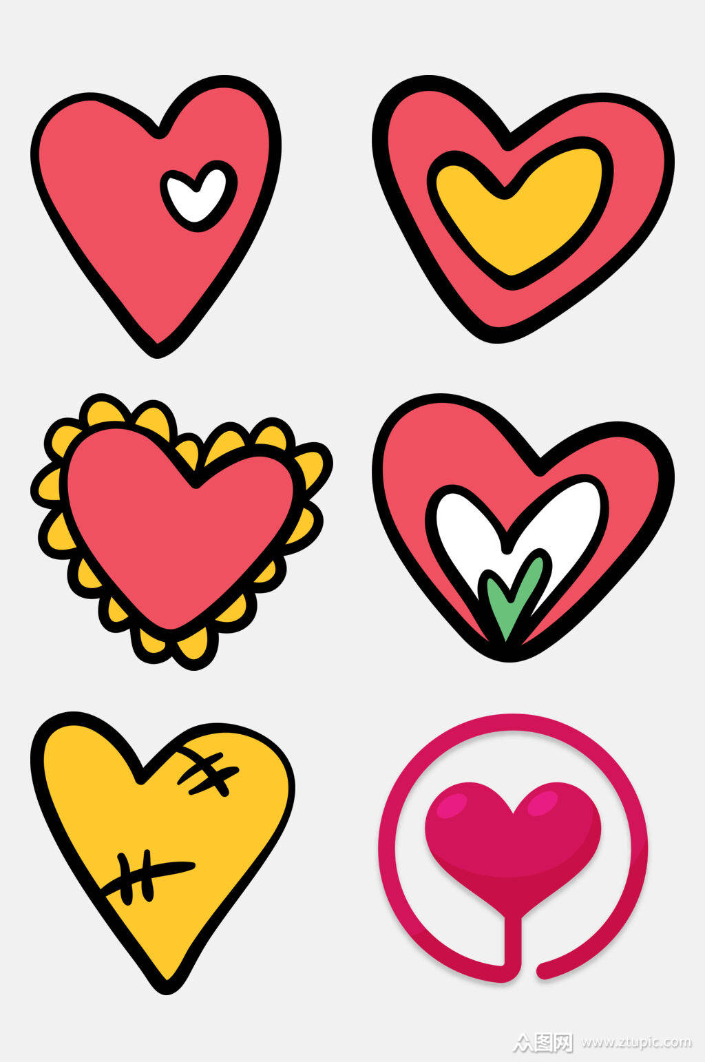 卡通创意爱心免抠设计元素