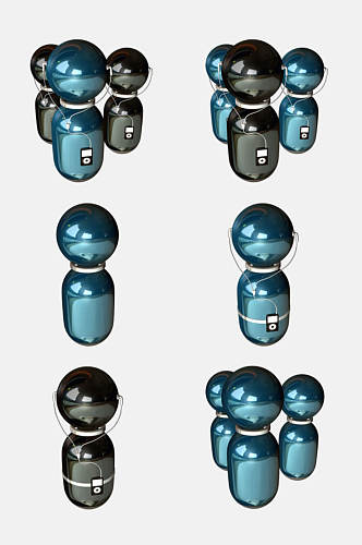 蓝色机器人套系图标免抠设计元素