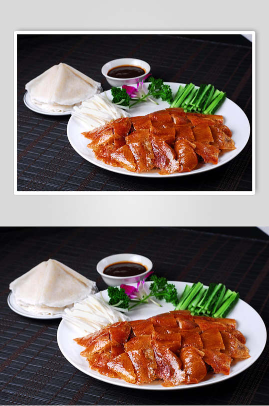 精品烤鸭菜肴摄影图