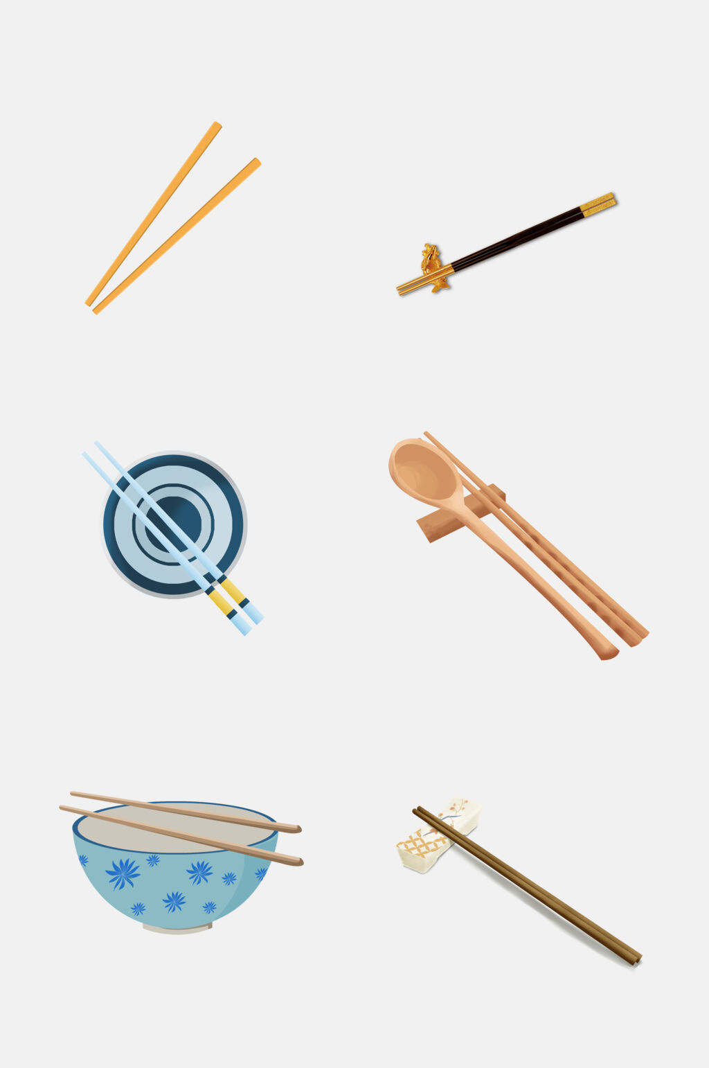 精美餐具筷子碗盘免抠素材素材