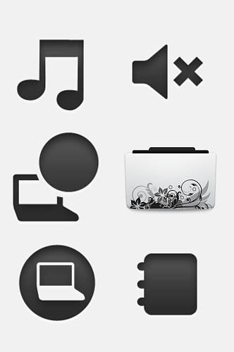 黑白套系图标免抠设计元素