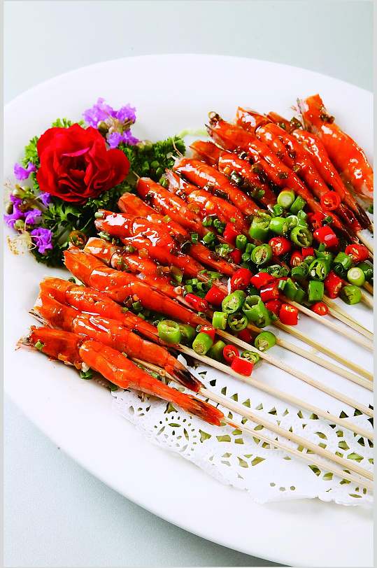烧烤大虾美食淮扬菜摄影图实拍图片