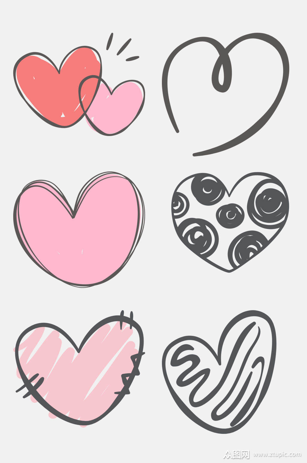 清新手绘爱心免抠设计元素