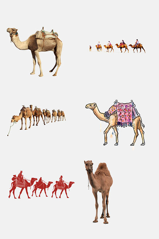 炫彩沙漠骆驼免抠素材