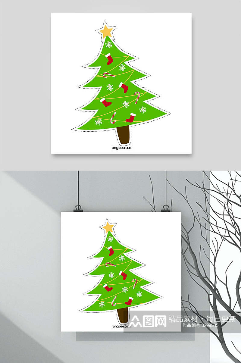圣诞树卡通圣诞节矢量素材素材