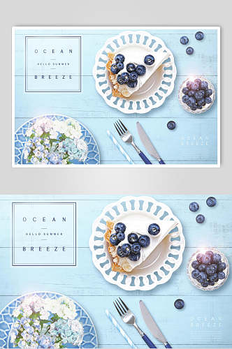 淡雅创意甜点美食版式海报模板