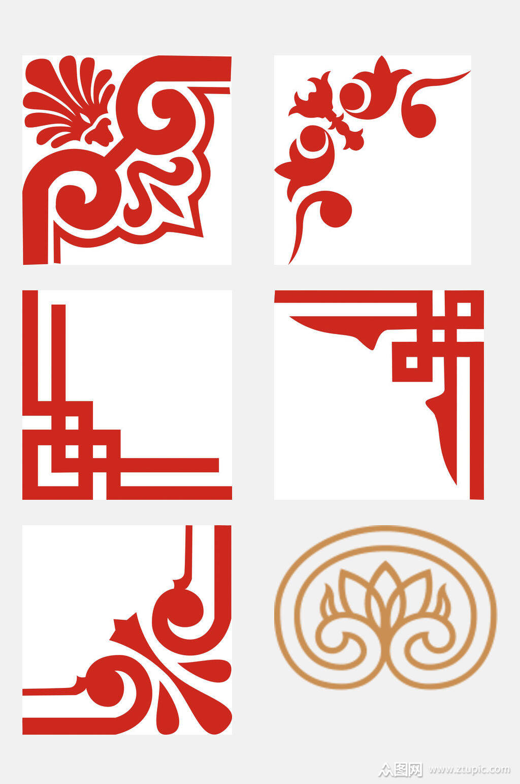 中式剪纸风窗花免抠元素